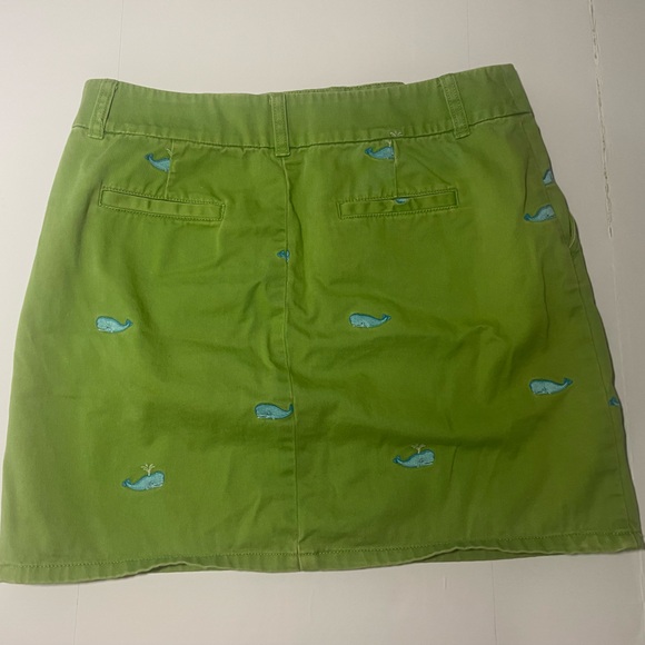 J. Crew Whale Embroidery Print Green Mini Skirt 100% Cotton Size 4 - Picture 2 of 9